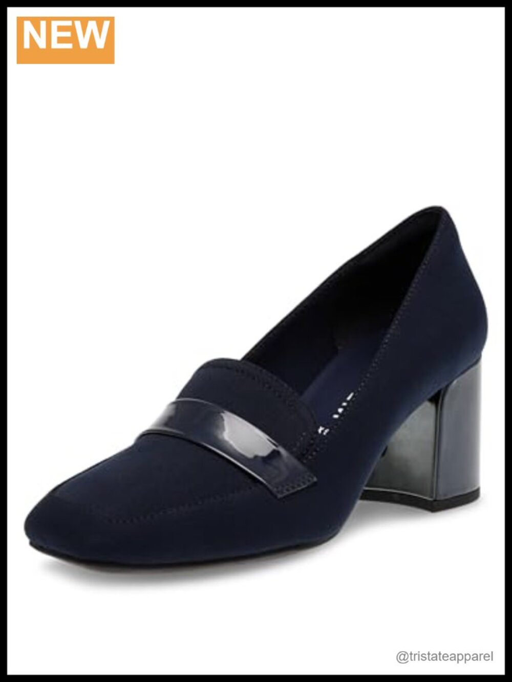 Anne Klein Pointed Toe Block Heel Pump Leather Dress Shoe